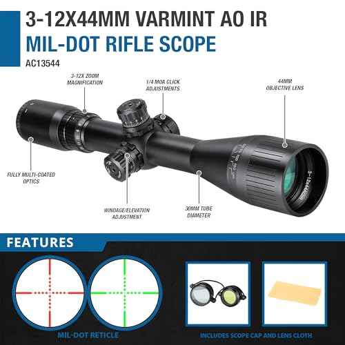 Barska Varmint Rifle Scope with Adjustable Objective for Hunting and Targeting