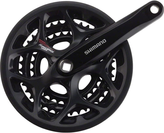 Shimano Tourney FC-A073 Crankset - 170mm, 7/8-Speed, 50/39/30t, Riveted, Square Taper JIS Spindle Interface, Black