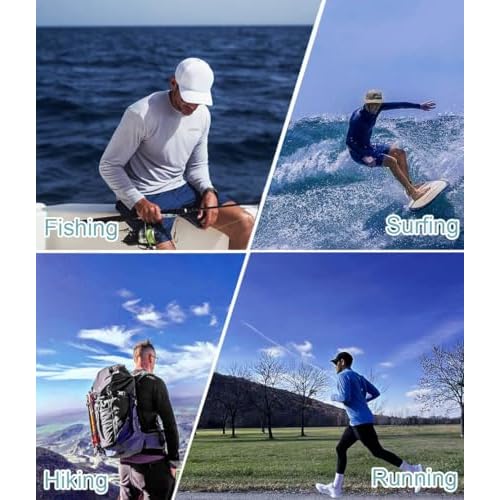 2 Pack Men¡¯s Sun Protection Shirts UPF 50+ Long Sleeve Swim Rash Guard for Fishing, Running, Hiking, Fitness