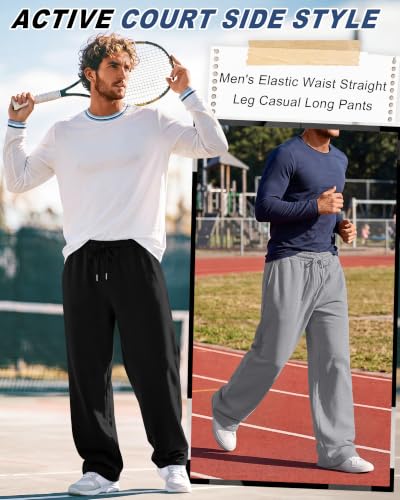 Neer Men's Wide Leg Sweatpants 3 Pack - Small Black Gray & Light Grey