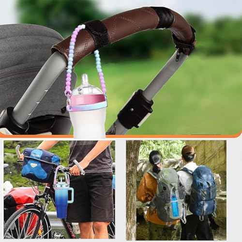 Versatile Silicone Water Bottle Holder and Sling,Water Bottle Handle-Durable,Soft Handle with Strap-Fits 8-40oz Bottles, Stanley Cup Compatible-Perfect Accessory (pinkBlue)