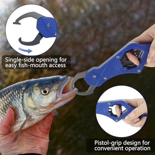 Blue Aluminum Fish Lip Gripper with Pistol Grip for Anglers