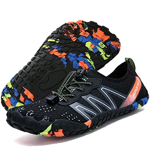 Water Shoes Men Women Barefoot Aquatic Shoes for Beach Pool River - 12 Women / 11 Men, Black