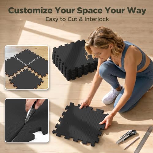 AIRHOP Extra Thick Interlocking Gym Floor Tiles 18 Pack - Anthracite
