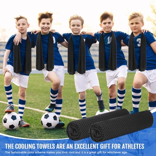 Hosuly 6 Pack Cooling Towels 40x12 Inches - Black Neck Wraps for Hot Weather