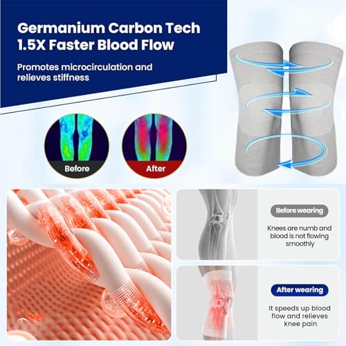 1 Pair Bamboo Charcoal Knee Sleeve - Bamboo Knee Brace Compression Knee Sleeve Perfect Knee Brace for Knee Pain and Enhanced Comfort (Gray, 77-198 Lb)