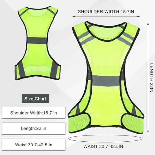 Reflective Running Vest Safety Running Gear High Visibility Reflector Vest with Large Pocket for Runners Biking Walking Women Men Lightweight Comfy