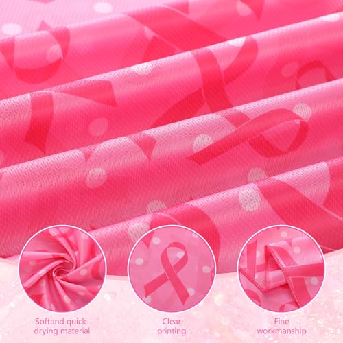 Breling 24 Pack Breast Cancer Awareness Cooling Towels 31 x 11 inches Pink Ribbon Sweat Breathable Chilly Pink Microfiber Football Towel for Breast Cancer Procession Survivor Sport Yoga Gifts(Trendy)