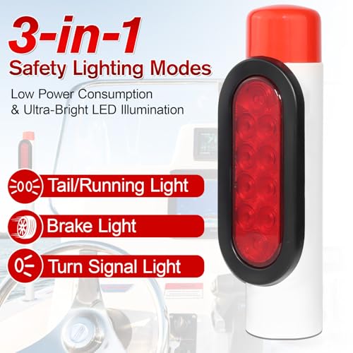 2pcs Waterproof Boat Trailer Guide Pole Lights 12V Red LED Turn Signal Brake