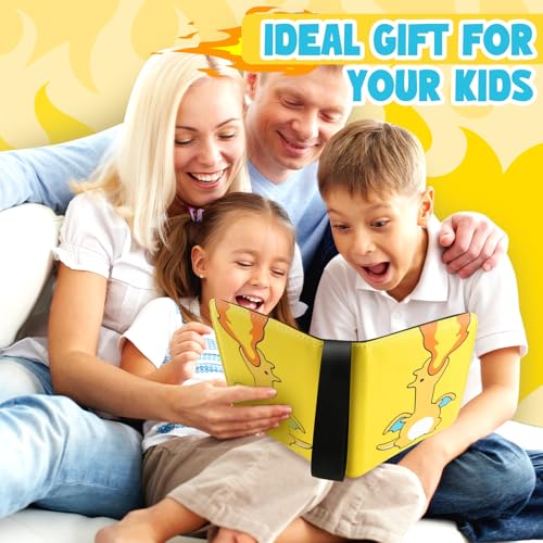 Trading Card Album Binder Fits 400 Cards with Removable Sleeves - Fire Dragon Theme