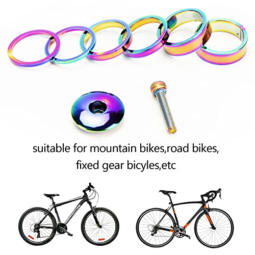 Rainbow 1-1/8 Inch Bicycle Headset Spacer Kit with Stem Cap & Bolt