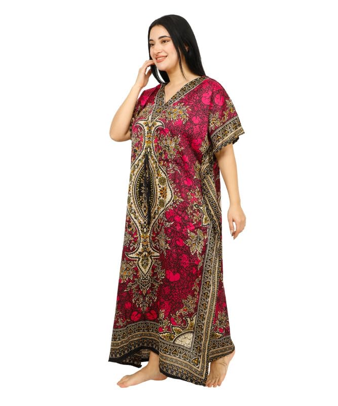 Women's Pink Long Kaftan Maxi Dress - One Size Beach Cover Up