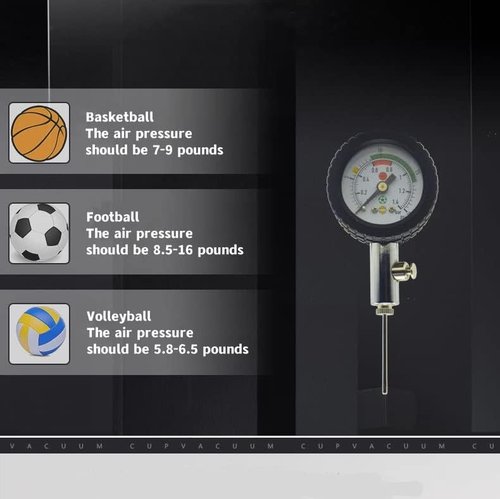 Ball Pump with Pressure Gauge,Stainless Steel Air Pressure Barometer Tool Ball Pressure Test for Basketball Soccer Rugby Ball Volleyball and Other Balls Ball Gauge