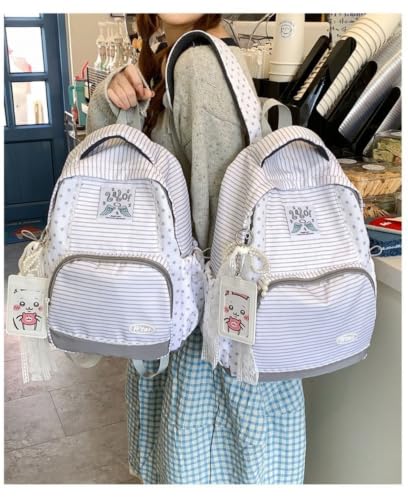 Large Striped Star Y2K Star Backpack Whimsical Twee Wing Cute Bookbag