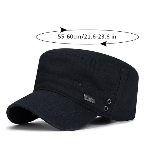 YeeHeen Cadet Hat Flat Top Hats Army Military Caps for Men Women Black