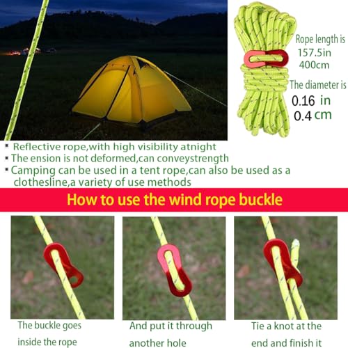 Heavy Duty Luminous Tent Stakes, 9.8 inch pop-up Tent Stakes, Heavy-Duty Metal Stakes for Camping, Gardening, and Canopies, Outdoor Christmas Decorations, Rope Adjuster Storage Bag