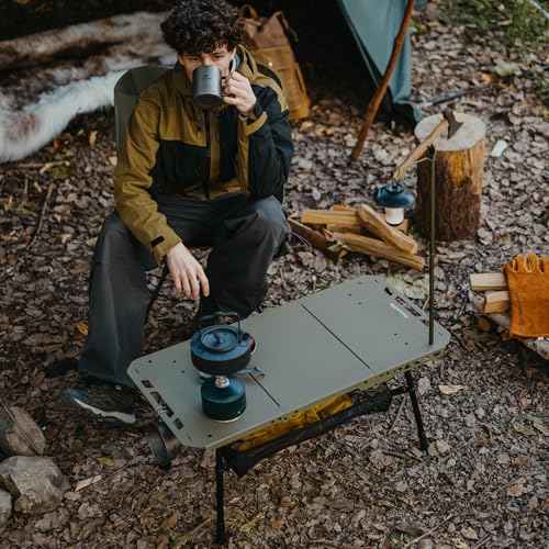 Naturehike Tactical Camping Table with Adjustable Height, Collapsible Table Lightweight with Carry Bag for Camping, Travel expeditions, Hiking, Picnics, BBQs & Beach Trips