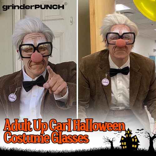 grinderPUNCH XL Black Thick Square Oversized Clear Lens Glasses - Men and Women Costume or Fashion