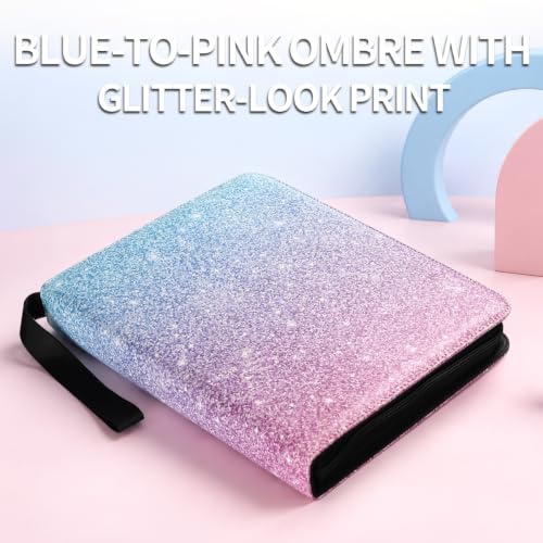 Card Binder Holds 1080 Cards with Pink & Blue 9-Pocket Pages - Sparkle Gradient
