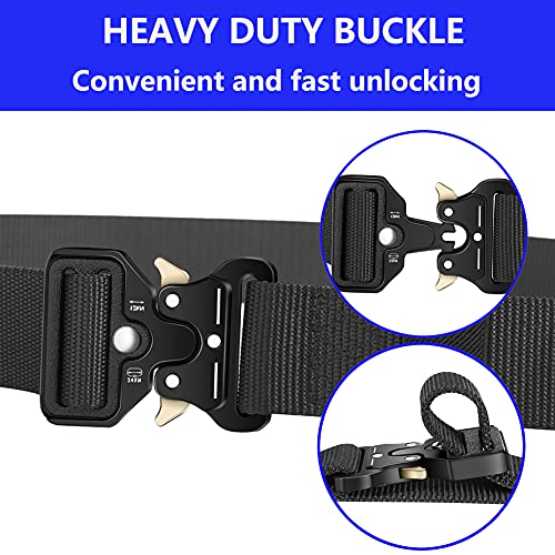 Military Style Tactical Belt for Men with Quick-Release Metal Buckle and Molle Key Ring Holder