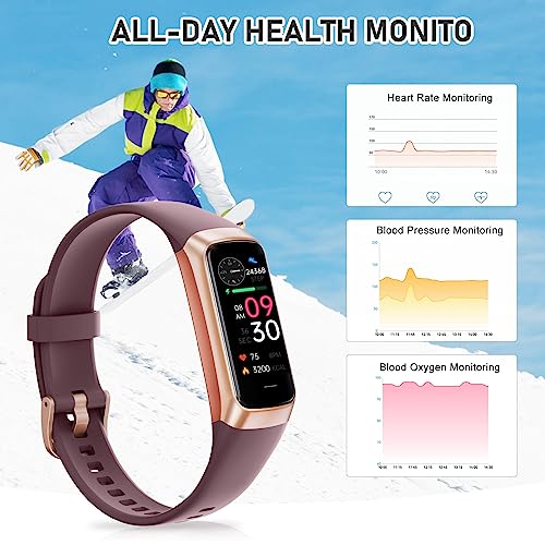 Fitness Tracker with 24/7Heart Rate, Blood Pressure, Sleep Tracking, Calorie, Activity Tracker with 1.1" AMOLED Color Screen, Waterproof Step Tracker for Android iPhones Women Men