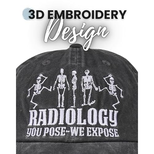 InnoBeta Radiology Gifts Cap for Men Women - Adjustable Vintage Washed Cotton Embroidered Hat - Radiology Tech Week Gift - Grey