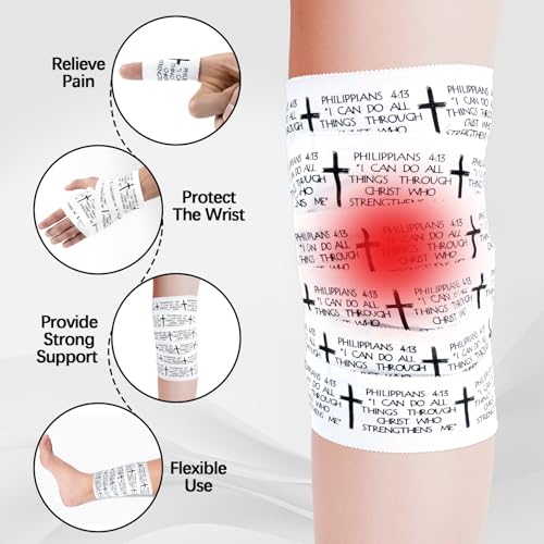 Christian Athletic Tape 5 Rolls - Supportive Cotton & Zinc Oxide Wrist Wraps for Athletes - Variation 5