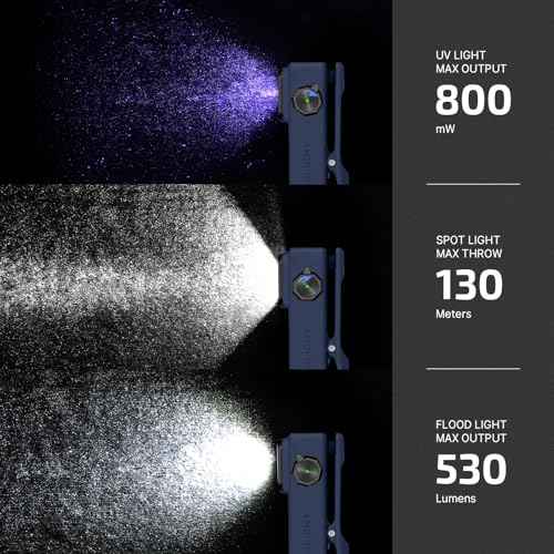 OLIGHT Oclip Ultra EDC Flashlight Clip-on Light, 530 Lumens Rechargeable with Type-C Charging, Combines Floodlight, Spotlight and UV, Triple Lights for Inspection and Work (Stars & Stripes Edition)