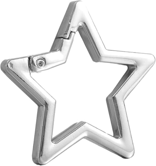 1pc Silver Star Shaped Stainless Steel Keychain Clip Carabiner Snap Hook Holder,Carabiner Hook Clip Key Holder Carabiner Clip for Keys and Wallet Accessory,Accessory and Keychain Carabiners