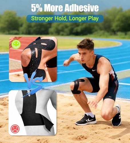 Precut Kinesiology Tape for Knees - 12 Pcs Black Individually Packaged