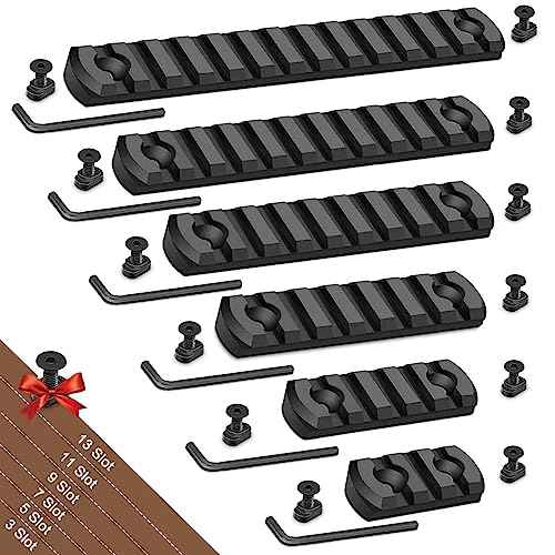 Single Picatinny Aluminum Accessory Rail Set 3 5 7 9 11 13 Slots with 13 T-Nuts & Screws, 6 Wrench-Rounded Corner