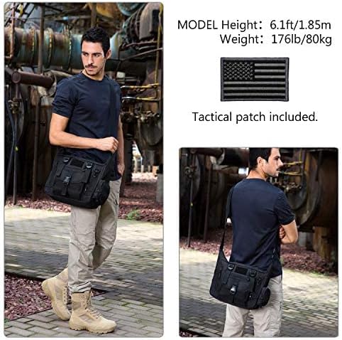 ArcEnCiel Tactical Messenger Bag Men MOLLE Sling Shoulder Pack with Patch