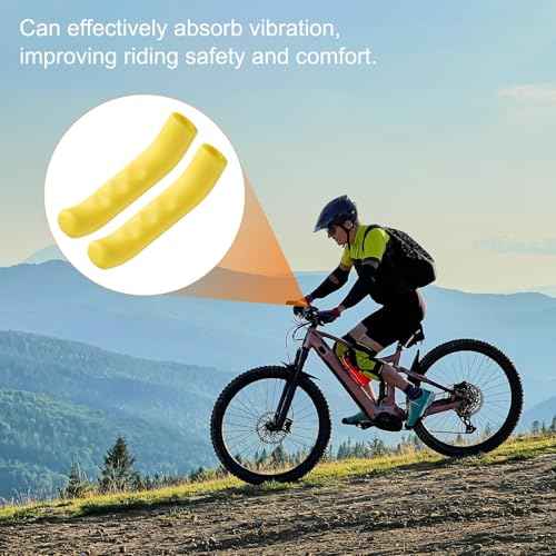 HARFINGTON 1 Pair Bike Brake Lever Cover Silicone Brake Lever Grip Protector Anti-Slip Brake Handle Protection Covers Sleeve for Mountain Road Bike Cycling, White