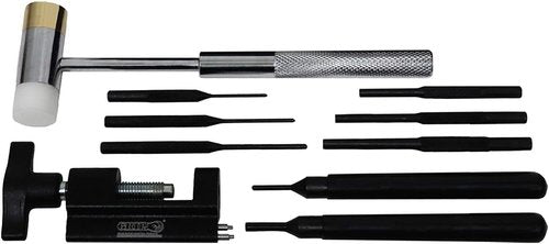 Grip 10 pc Master Gunsmithing Roll Pin Tool Kit - Dual Head Mallet, Bolt Catch Pin Starter, Bolt Catch Pin Punch, Trigger Guard Roll Pin Pusher, Starter Punches, Driver Punches - Storage Case