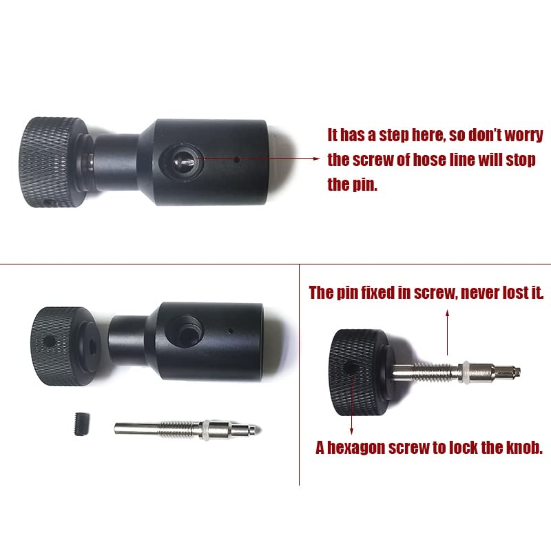 Aopkeo Paintball Gun Marker Remote Hose Coiled Line Stainless Steel Quick Disconnect 138inches with Slide Check 1500psi Gauge (Slide Check and Gauge)