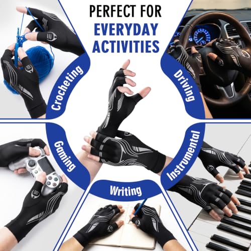 Compression Arthritis Gloves All-Around for Men Women Black M