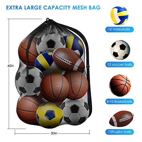 5PCS Heavy Duty Mesh Sports Ball Bag Set for Basketball Football Soccer