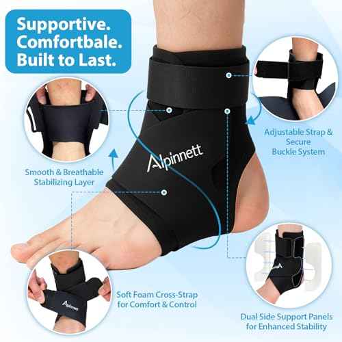 Ankle Brace for Men & Women, Compression Ankle Support Brace with Dual-Sided Plastic Stabilizers, Adjustable X-Strap & Open Heel for Sprain Recovery, Foot Discomfort, Sports & Daily Use 1 Pack