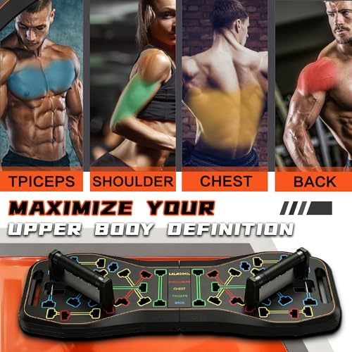 Black 36-in-1 Upgraded Push Up Board Home Gym Equipment with Ab Wheel & Resistance Bands