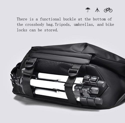 Trendy Montage Crossbody Bags for wen women, Upgrade Buckle Hiking Daypack, Waterproof Sling Chest Bag Backpack (Cool black)