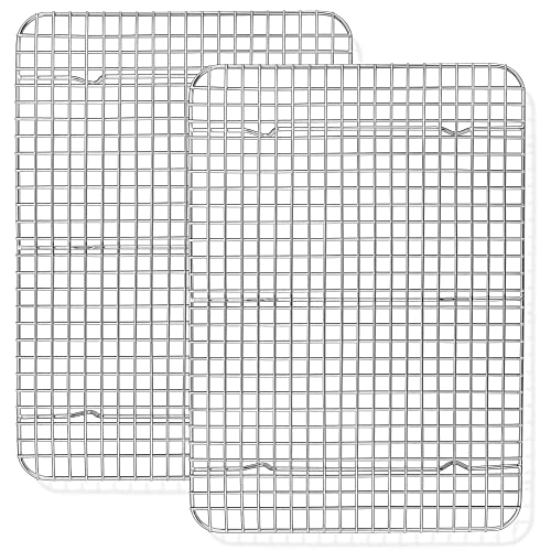 TeamFar Stainless Steel Cooling Rack 15.3x11.2 Inches - Heavy Duty Baking Grid Set of 2