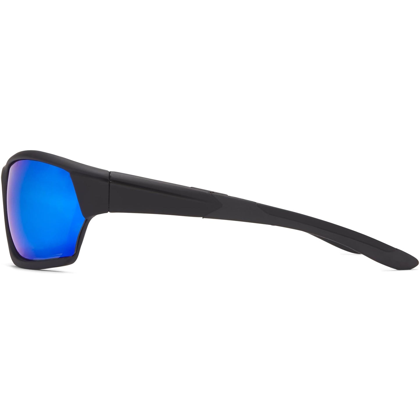 Fisherman Eyewear Men's Soft Touch Matte Black Frame w Trim-Gray Lens/Blue Revo Mirror Polarized Rectangular Sunglasses, 39mm,63mm,130mm