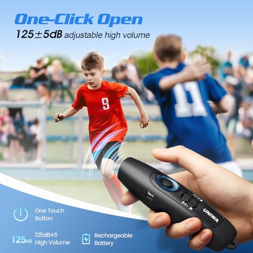 UNIWA Rechargeable Electronic Whistle 2-Pack with Red & Black, Loud 3 Tones, Adjustable Volume, USB Charging, Outdoor & Safety Use