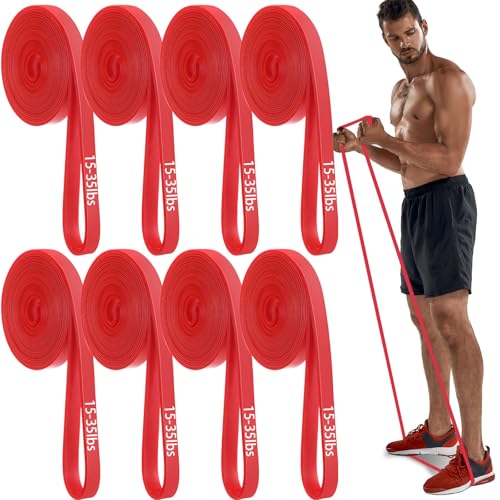 Foilswirl Resistance Bands 8 Pack with 15-35 Ibs Red Variation for Workout
