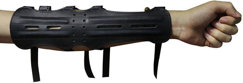 Archery Leather Arm Guard Long 4 Straps Forearm Protective Gear Hunting Arrow Bow