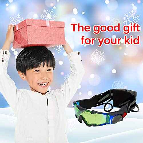 ALLOMN Spy Night Vision Goggles with Flip-Out, Adjustable Kids LED Night Green Lens Glasses for Racing,Bicycling,Adventure,Skying to Protect Eyes