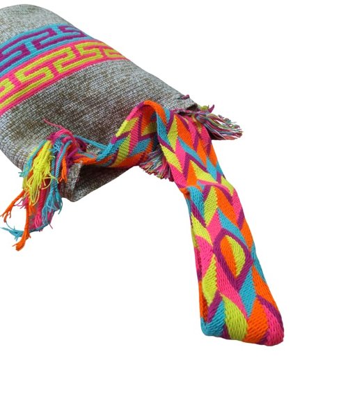 Wayuu backpack. Authentic and colorful design. Colombian origin. Exclusive and unique models. (Kaki31027)