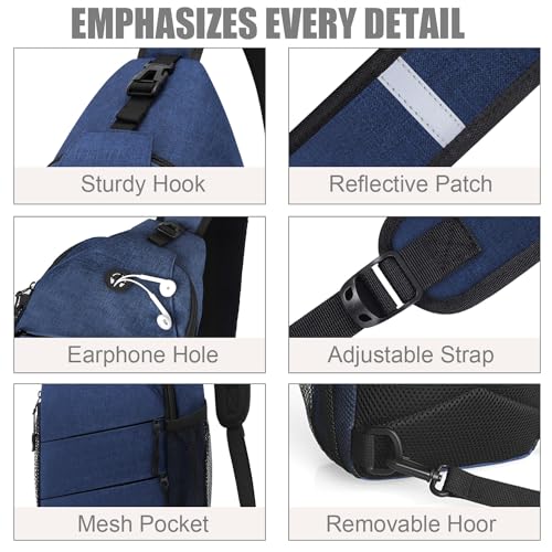 Medium Blue Crossbody Bag for Women Men Convertible Shoulder Sling Backpack