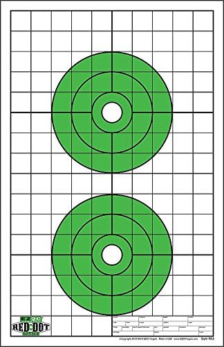 USA Made Red Dot Optics Two 6" Bullseyes Sight in Grids by EZ2C Paper Targets for Range High Visibility Firearms Rifles Target 11"x17" Tear-Off pad of25