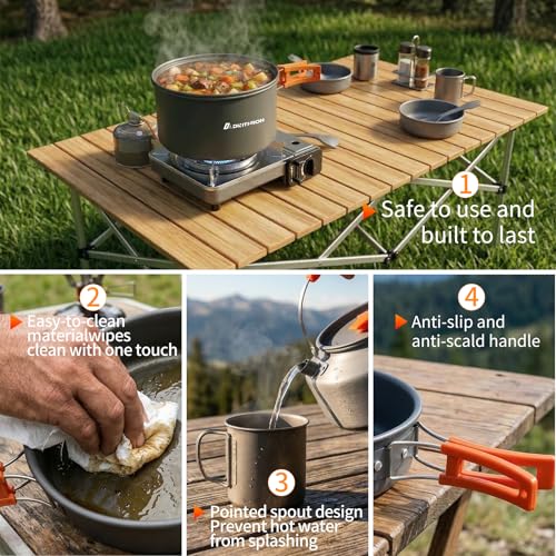 18-Piece Camping Cookware Set with Aluminum Pots and Utensils